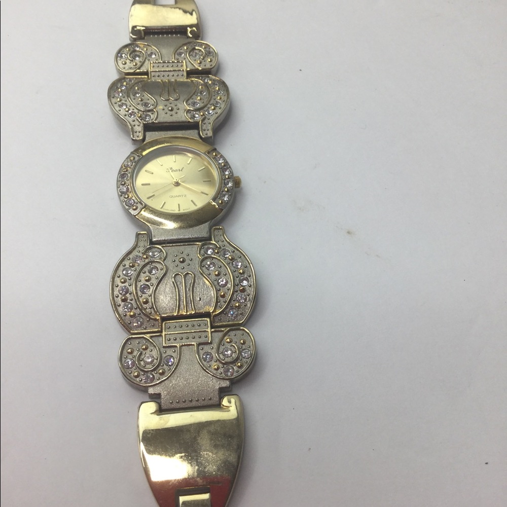 Pearl Quartz embellished watch